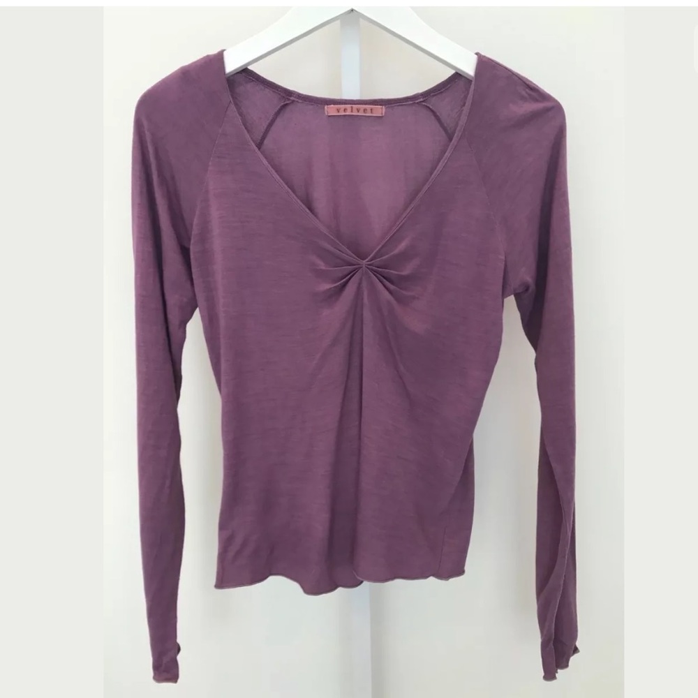 VELVET PURPLE LONG SLEEVE T-SHIRT TOP SIZE SMALL